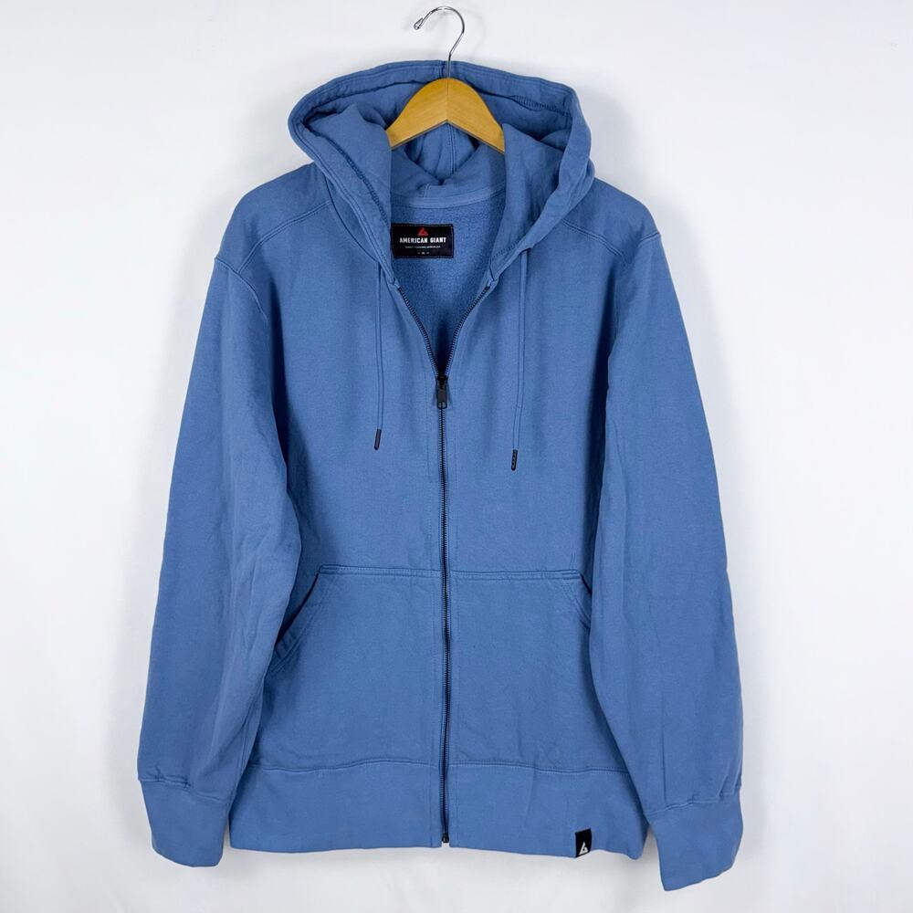 American Giant Classic Heavyweight Full Zip Hoodie Sweatshirt Men's XL Blue